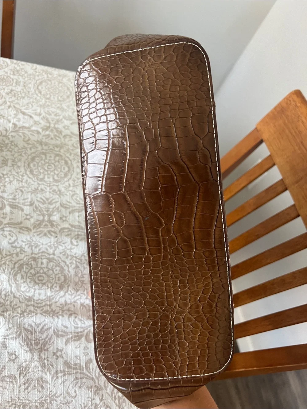 Liz Claiborne Brown Croc-Embossed Structured purse - Women Bags